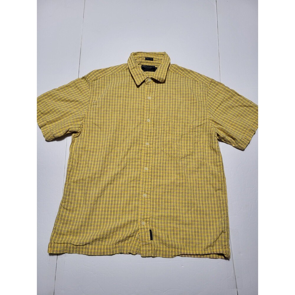 (#L6) American Eagle Yellow Striped Short Sleeve Button Down Size Men's M